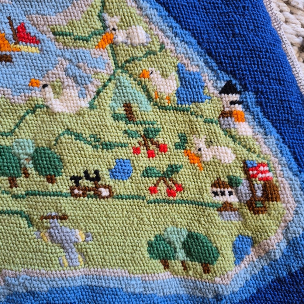 Erica Wilson Marthas Vineyard Map Finished Needlepoint Canvas Coastal Art - Picture 4 of 12